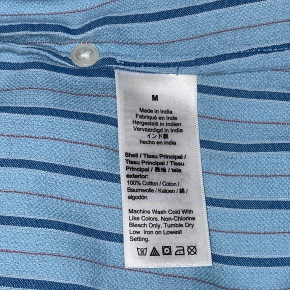 J. Crew Balloon Sleeve Tie Waist Cotton Dress in Blue Pinstripe size Medium - Picture 9 of 9